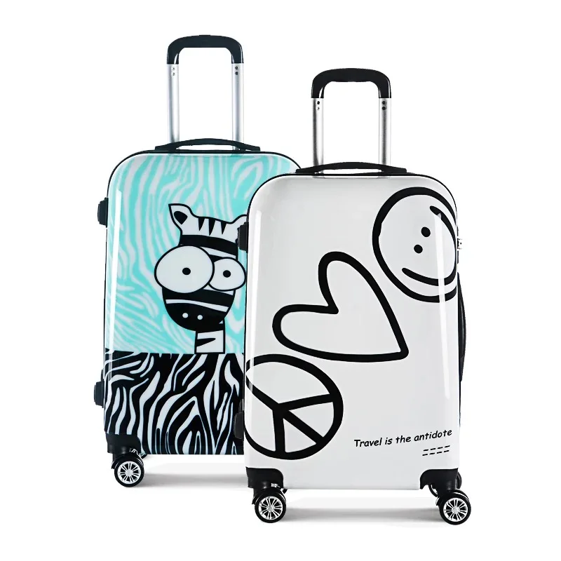 Cartoon fashion trolley suitcase with wheels carry on spinner travel rolling luggage men women cute trolley case 20