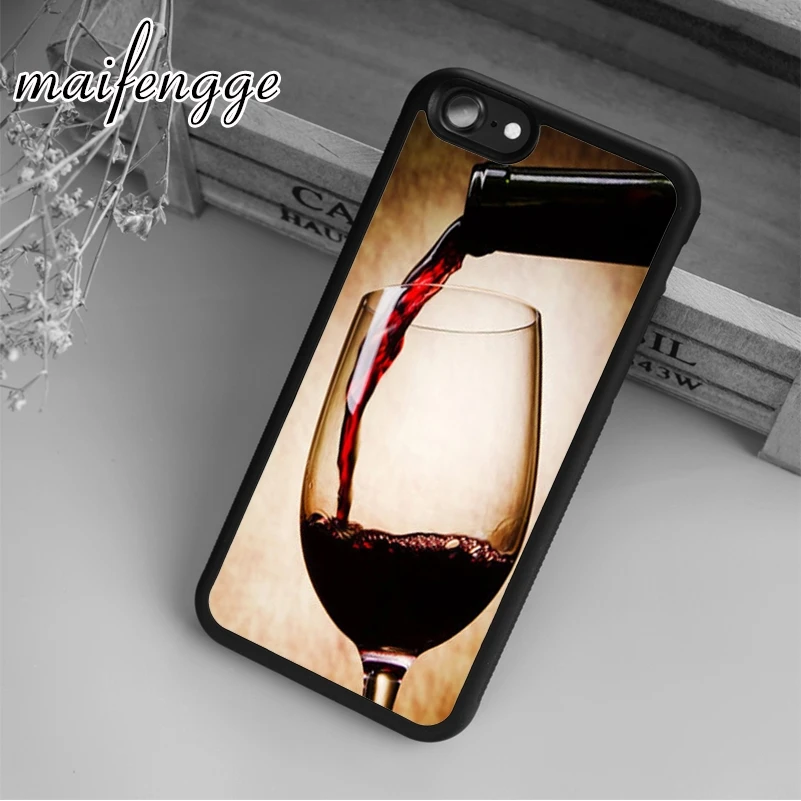 Милый чехол maifengge в виде бокала красного вина для iPhone 5 6 6s 7 8 plus X XR XS max 11 12 Pro Samsung Galaxy