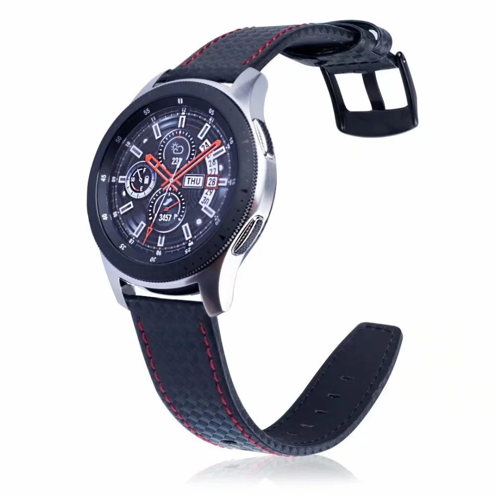 Ремешок из натуральной кожи для Samsung Galaxy Watch 46 мм Gear S3 браслет углеродного волокна