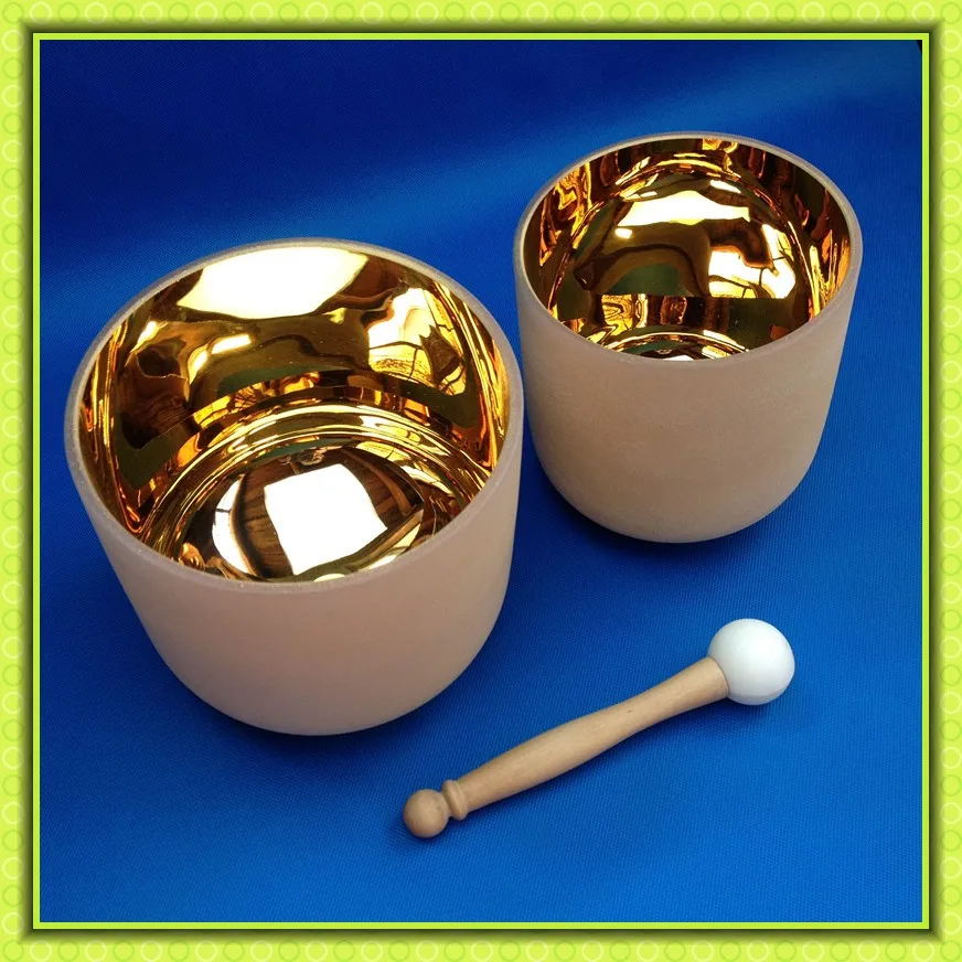 Поющая чаша из кварцевого кристалла с цветком жизни 24 каратное золото 8 дюймов F