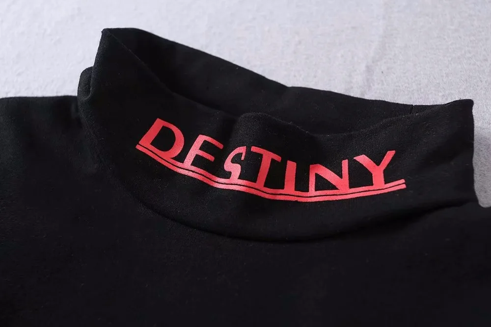 Уличная одежда Bazaleas водолазка с принтом Destiny футболки женские топы в стиле панк