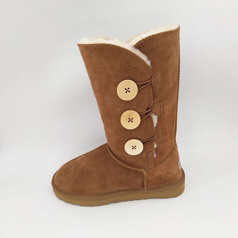 DAGNINO Original Brand Australia Classic Three Button Snow Boots Women's Genuine Cowhide Leather Winter Warm Shoes Botas Mujer