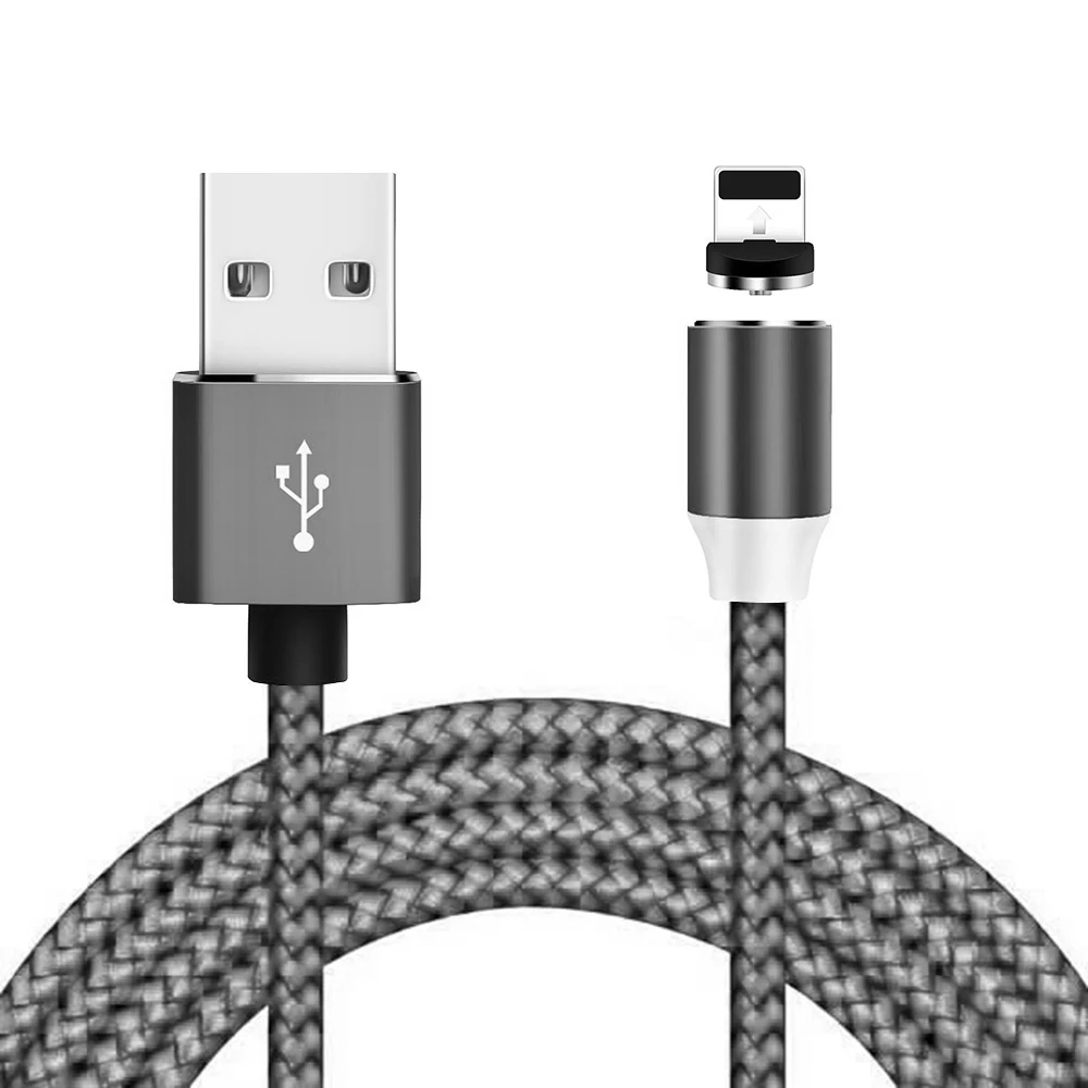 for iPhone BLACK Светодиодный магнитный usb-кабель для iPhone Xs Max XR X 7 8 Micro type C зарядное устройство для быстрой зарядки Магнитный зарядный USB-C type-C для honor 10 9 8 - Цвет: for iPhone BLACK