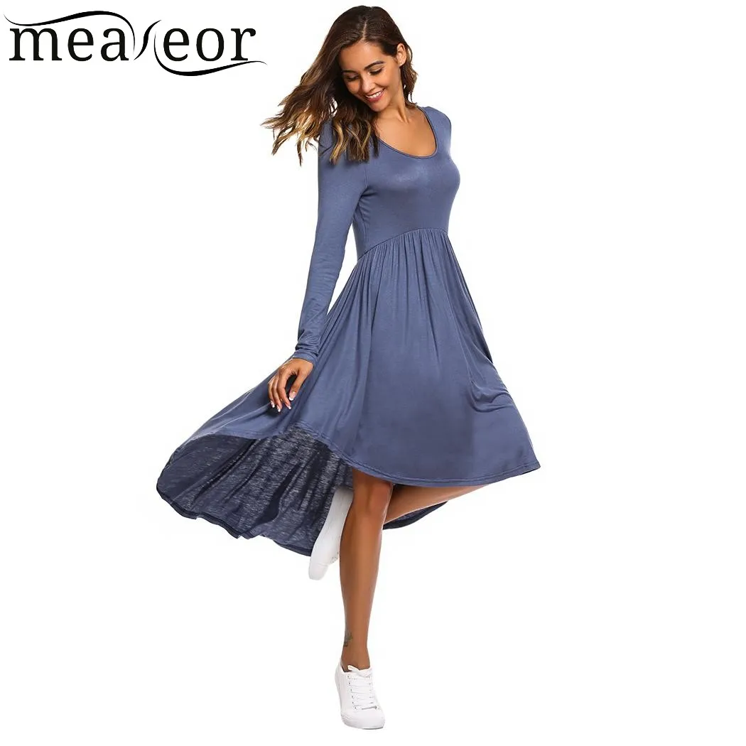 Женское асимметричное плиссированное платье Meaneor повседневное эластичное