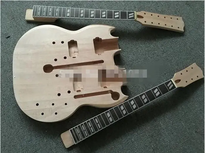 DIY SG двойной Электрический гитары шеи комплект массива красного дерева тела и amp