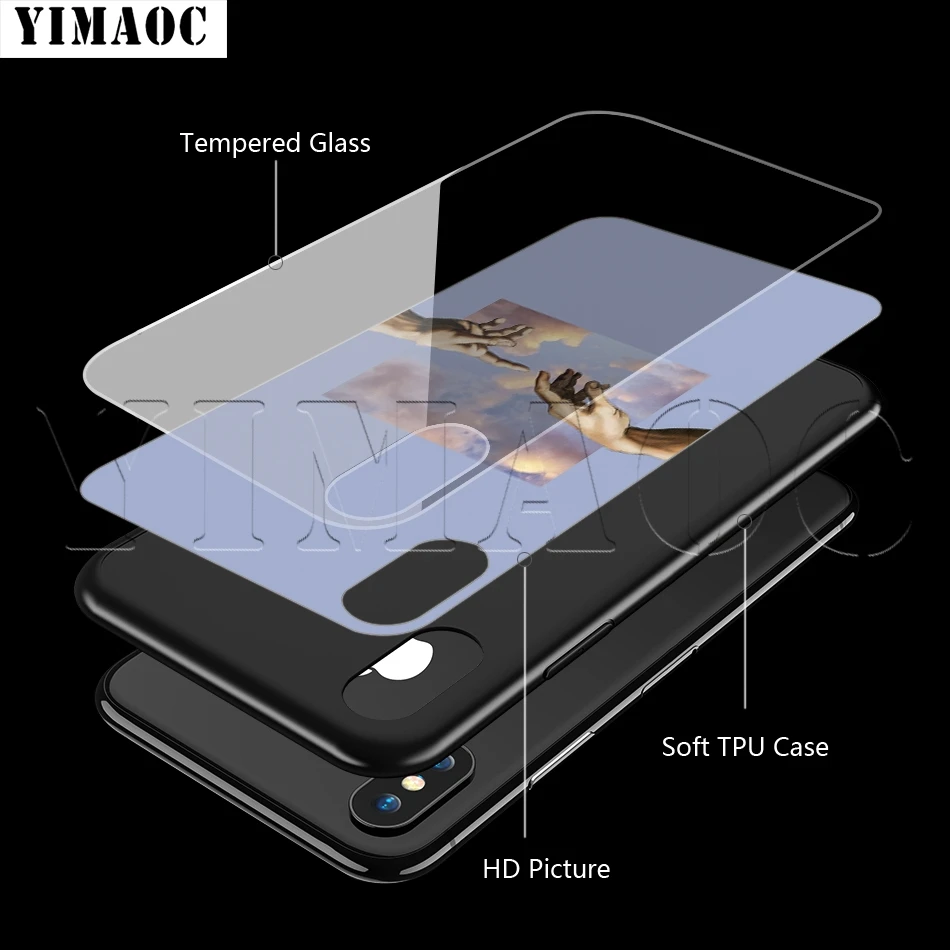 YIMAOC Michelangelo художественная статуя эстетический чехол из закаленного стекла для iPhone 11 Pro XS MAX XR X 8 7 6 6S Plus