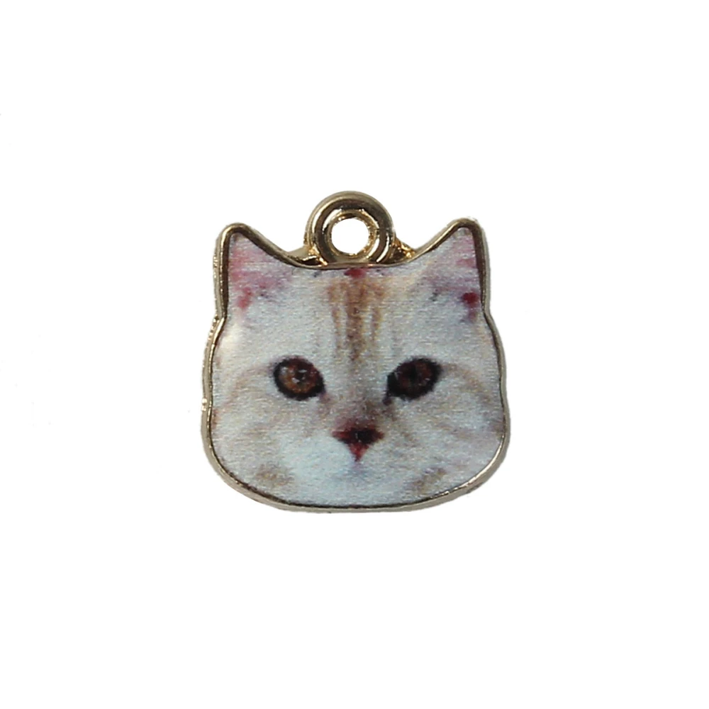 DoreenBeads Очаровательные Подвески из цинкового сплава с изображением кота, золотого цвета, белого цвета, 13 мм(4/") х 13 мм(4/8"), 10 шт