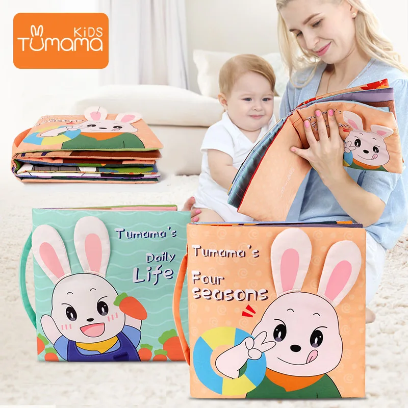 

Little Bunny Soft Stuffed Cloth Toys Book Educational Plush Genius Fabric Learning Book Develop Babies Ability Toy DS19