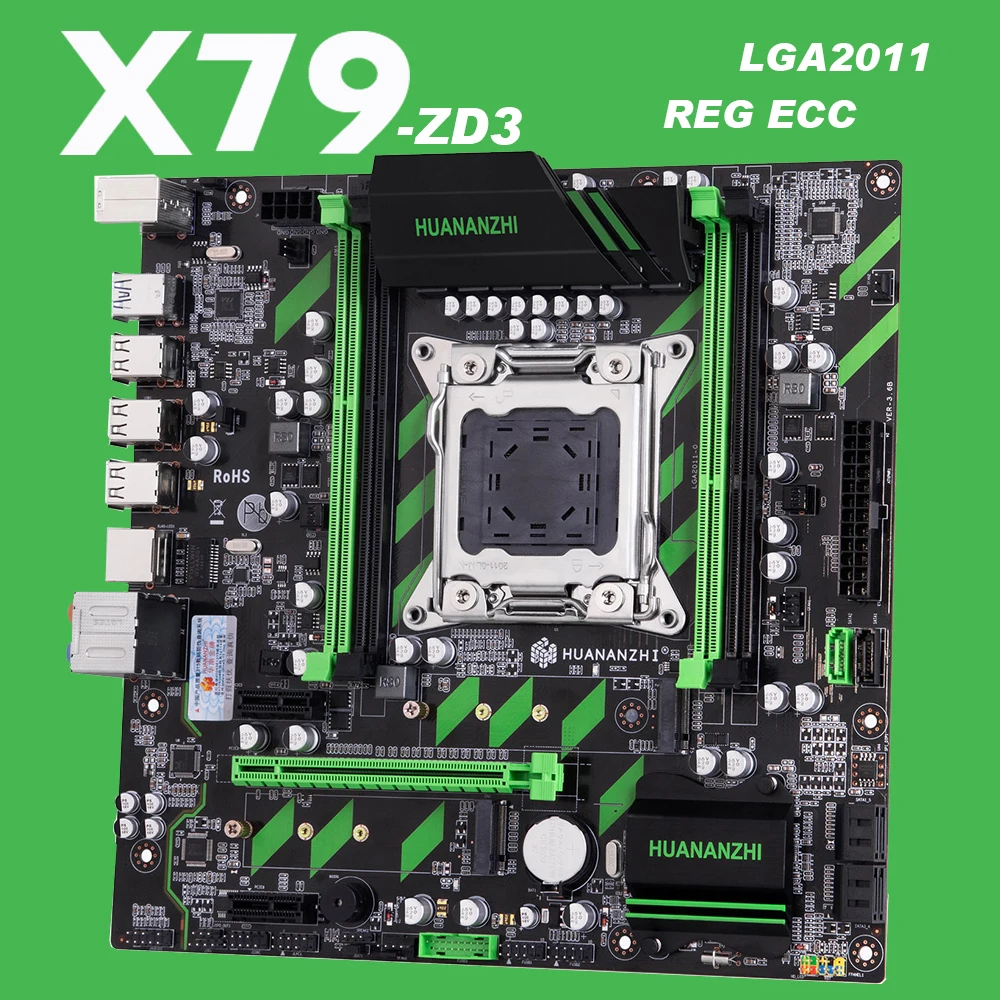 HUANANZHI X79 placa base X79 LGA2011 ATX USB3.0 SATA3 Dual PCI-E 16X NVME M.2 SSD soporte REG ECC ram Xeon E5 cpu LGA2011