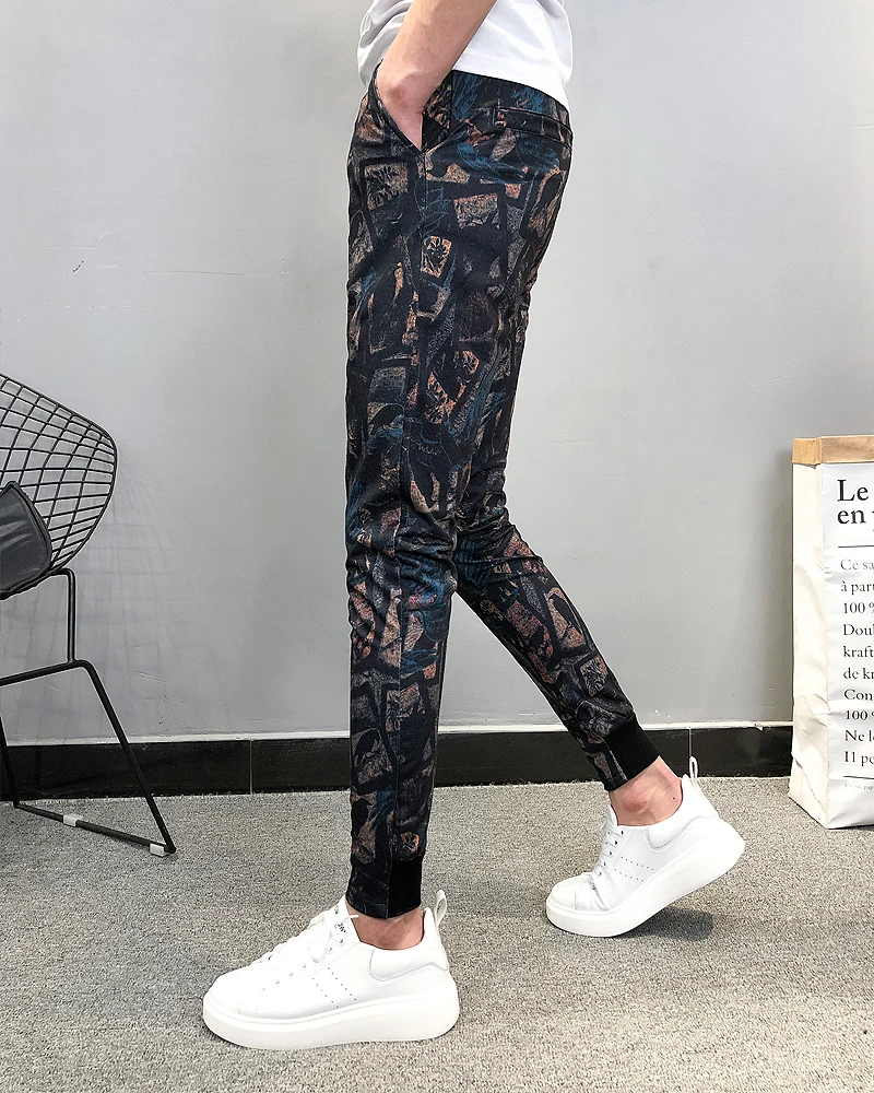 Летние модные брендовые новые Pantalon Hombre мужские штаны для бега, повседневные облегающие штаны до щиколотки с принтом, шаровары, мужские брюки