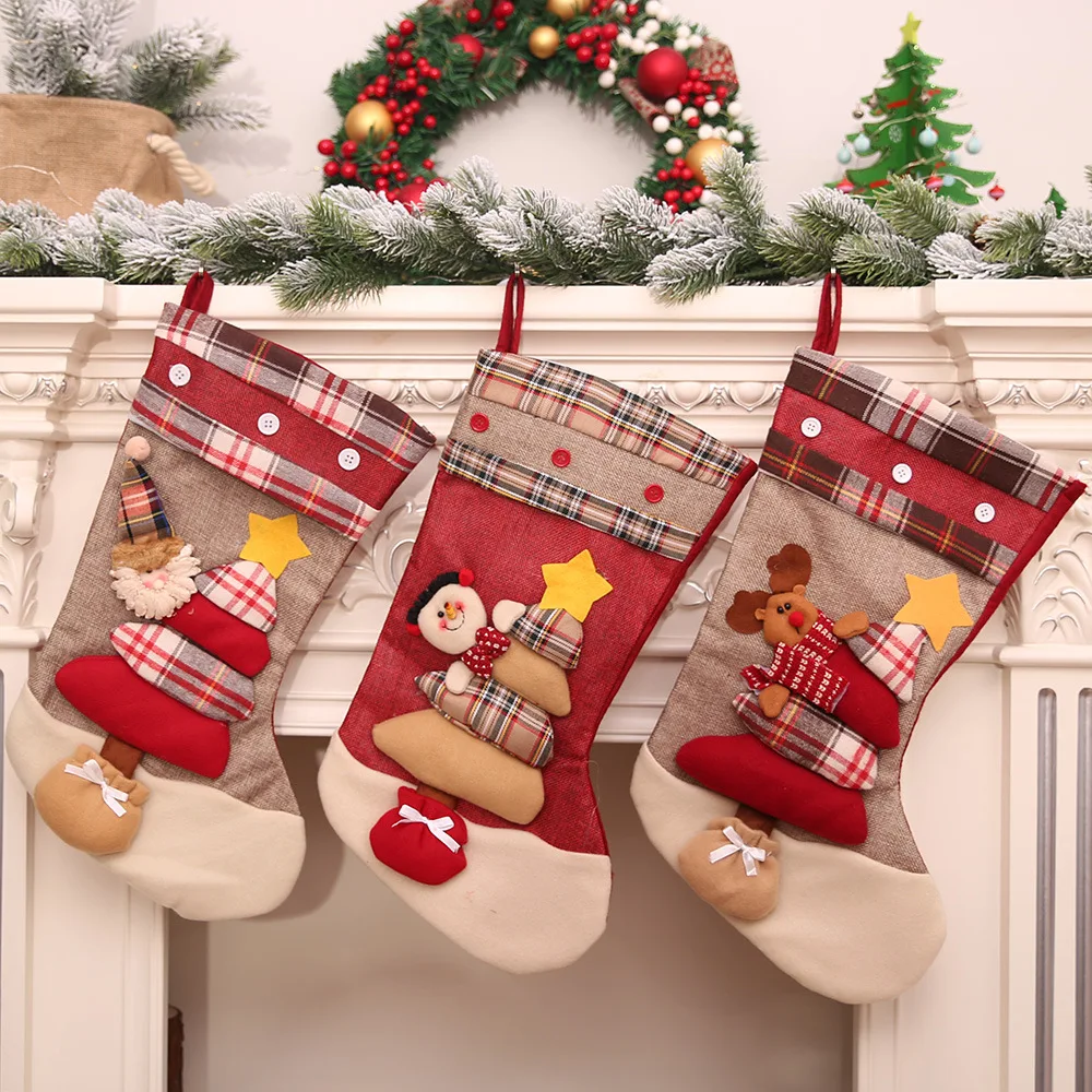 2018 Creative Christmas Stockings Santa Claus Snowman Reindeer Gift Tree Hang Ornament Decoration Festive Supplies |