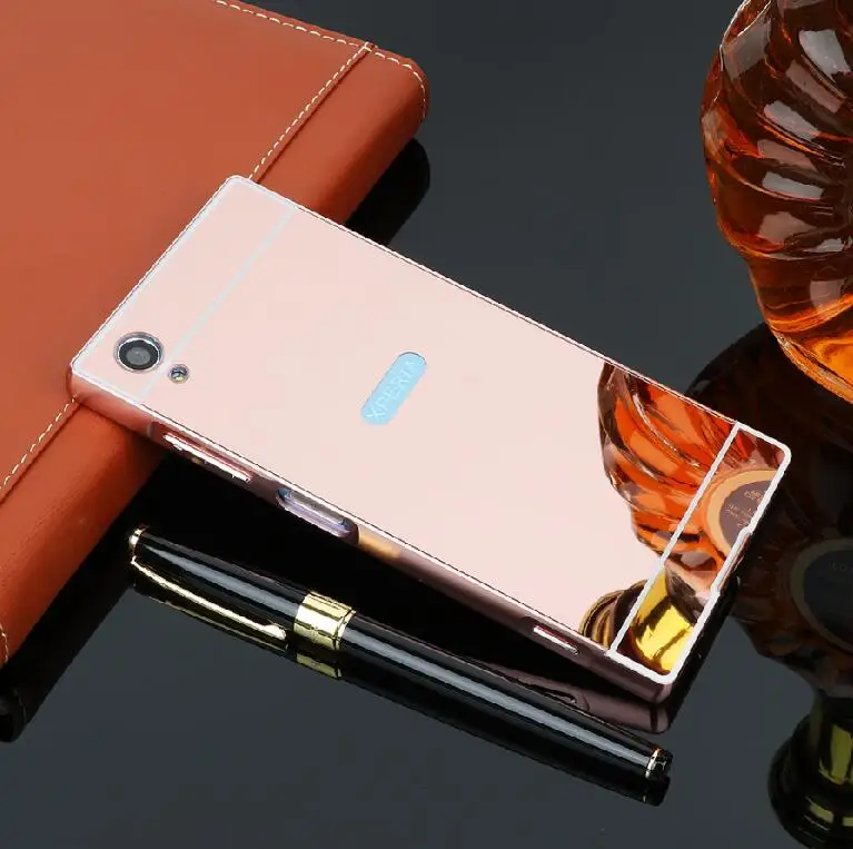 Rose Gold Роскошные зеркальные чехлы из розового золота для sony Xperia xa1 plus, алюминиевая металлическая рамка, задняя крышка для sony Xperia XA 1 Plus - Цвет: Rose Gold