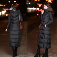 2019 new large size women down jacket hooded long thick winter coat over the knee outwear casual warm jacket female clothing