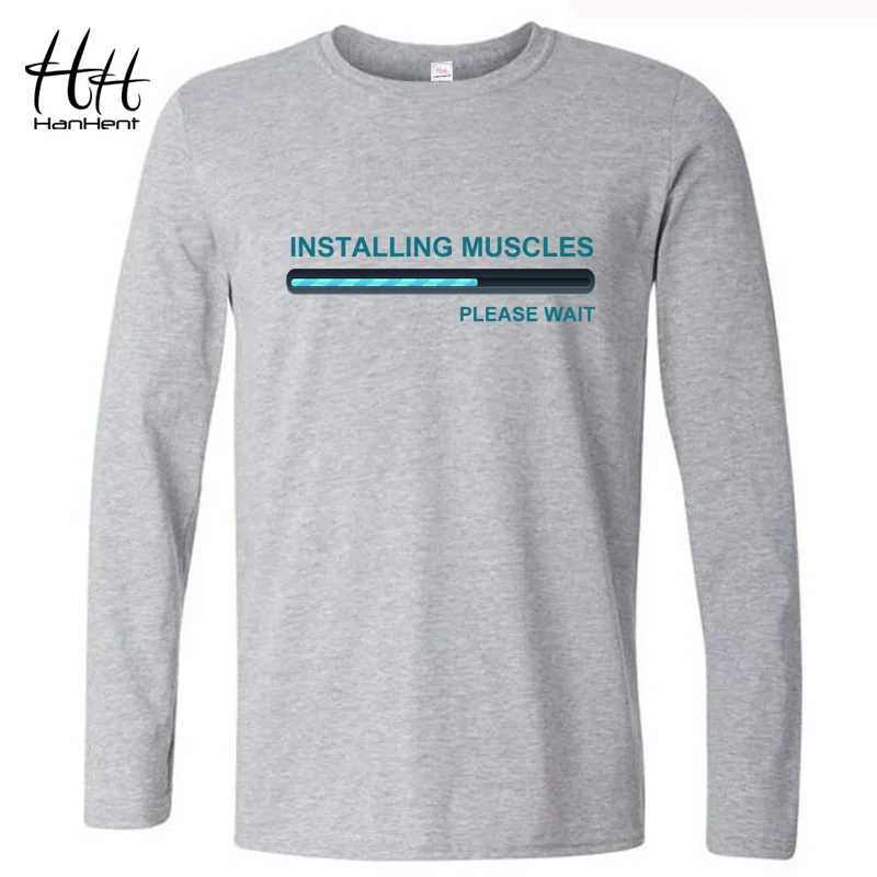 LT5248Gray HanHent Забавный дизайн футболка мужская бодибилдинг футболка с длинным рукавом полная Повседневная рубашка хлопковые топы Camiseta Hombre Manga Larga - Цвет: LT5248Gray