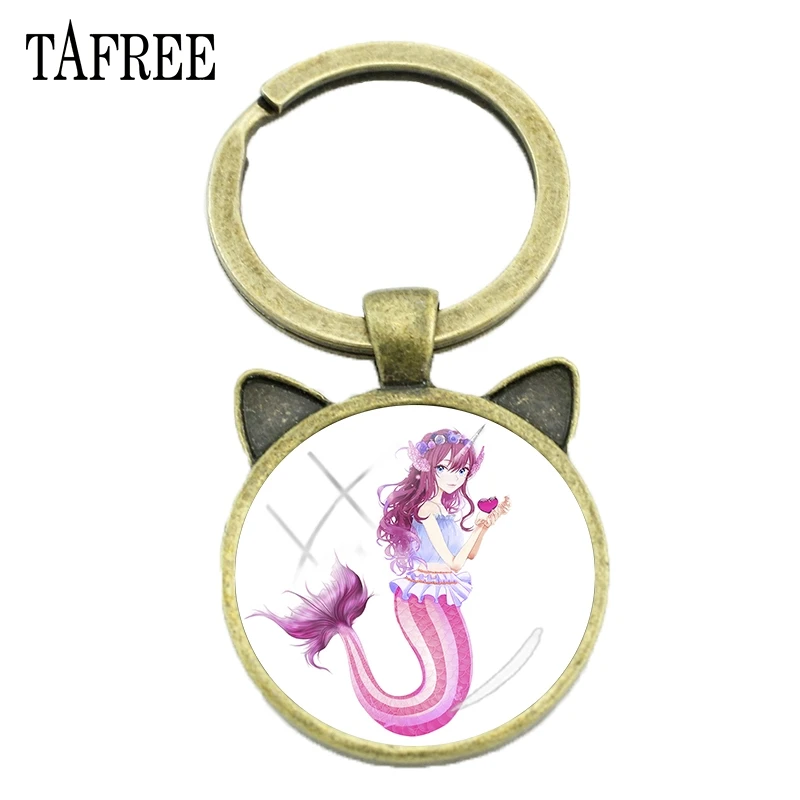 TAFREE Русалка принт эльфы с милыми ушками брелок новая модная цепочка для ключей