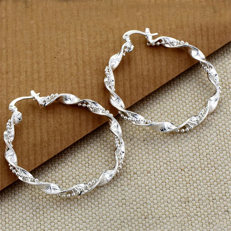Серьги из чистого серебра 925 пробы для женщин круглые серьги кольца свадебные