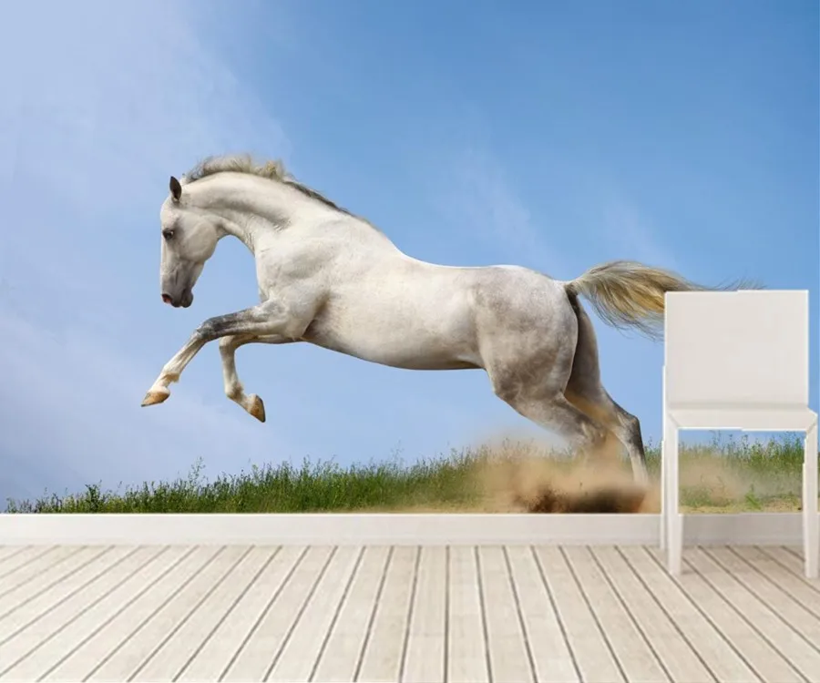 Фотообои 3d обои для стен с изображением бегущей лошади Настенные столовой дивана