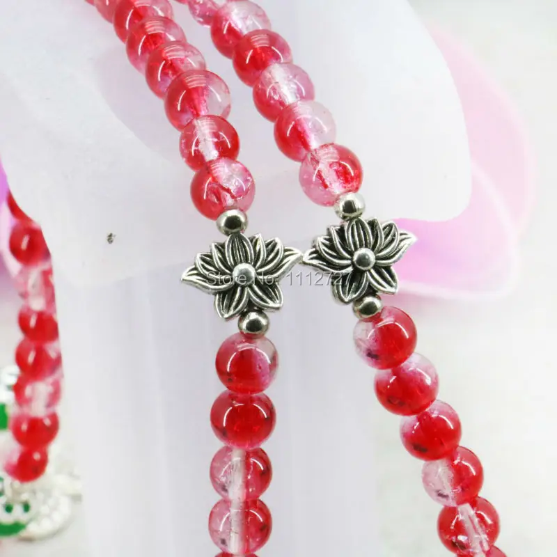 Многоцветный модный красный 3 ряда стеклянный бисер браслет с кристаллами ручная