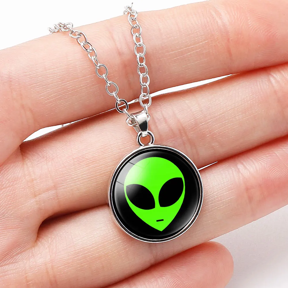 10 шт. ожерелье с инопланетянинами милое НЛО и лицом глазами эмоциями стеклянные