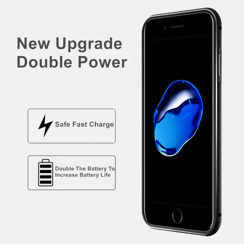 Чехол для аккумулятора Iphone 8 Plus высококачественная металлическая рамка 4000 мАч