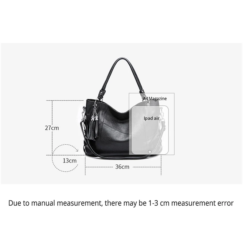Genuine Leather Handbags For Women Fashion Simple Soft Tote Bags Black Solid Female Real Crossbody Bag Lady | Багаж и сумки