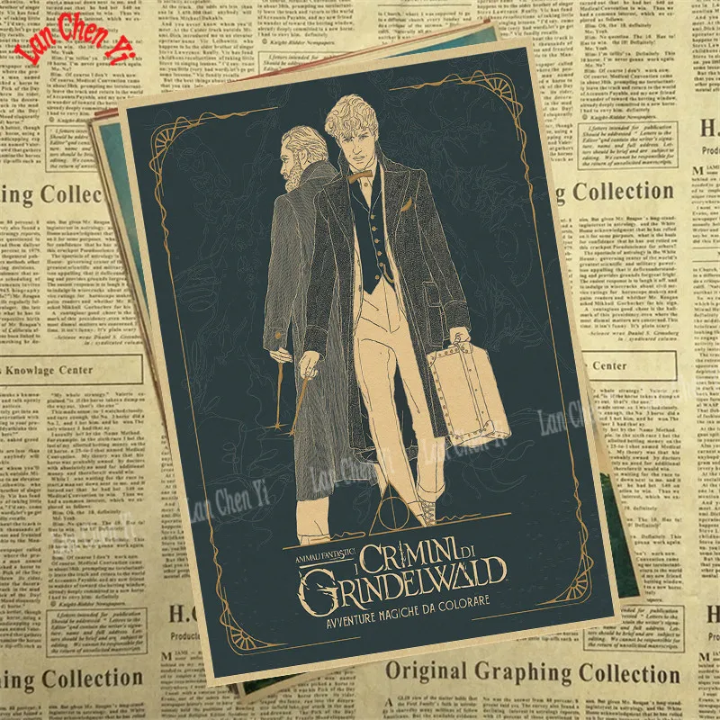 Фантастические звери: плакат из крафт-бумаги "The Crime of Grindelwald" для украшения дома, декоративная печать на стену - Цвет: Темный хаки