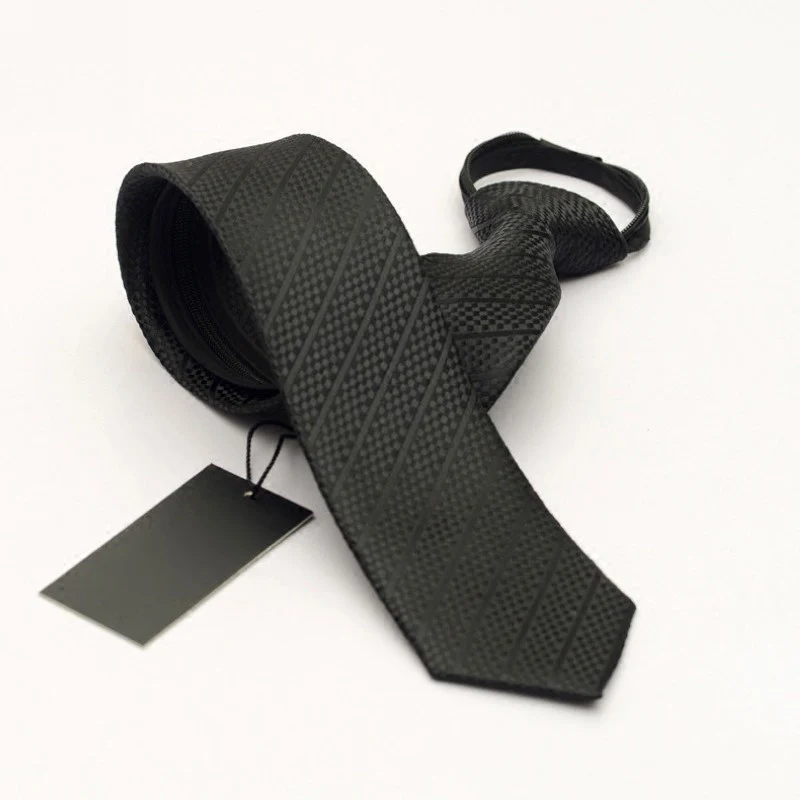 

Мужской креативный простой галстук на молнии 6 см модный однотонный черный полосатый удобный мужской галстук с подарочной коробкой