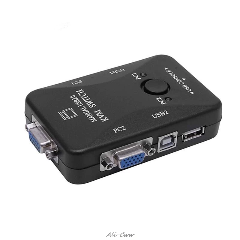 Ручной 2 Порты и разъёмы USB 0 KVM переключатель VGA коробка для настольный компьютер