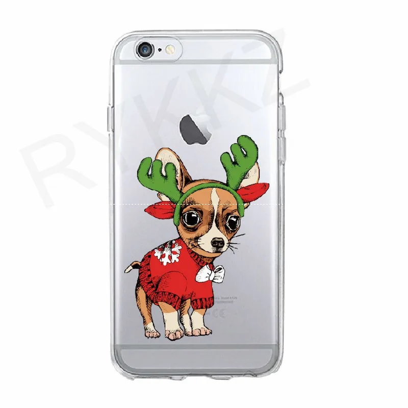 Cute Cartoon Pug Dog Christmas Case for iPhone X XS max Xr Transparent Soft Silicon Capa Fundas 8 7 6 6S Hoesje Girls |