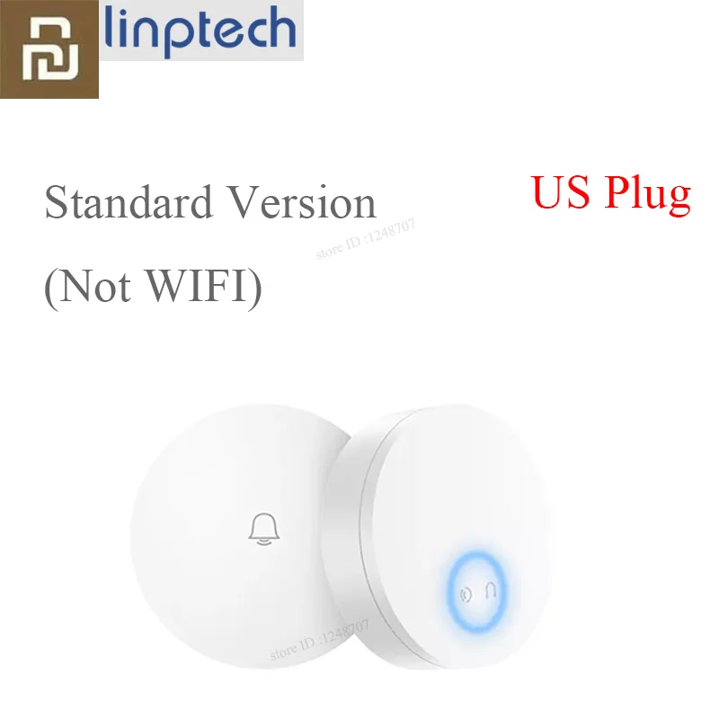 US Plug l STD Xiaomi Linptech самогенерирующий беспроводной дверной звонок без батареи без проводки отключение памяти Регулируемая громкость работа с приложением Mihome - Цвет: US Plug l STD