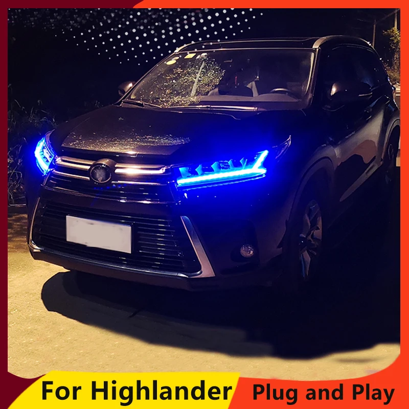 Автомобильный стайлинг фары Toyota Highlander 2018 Новый клугер DRL ближний свет Дальний