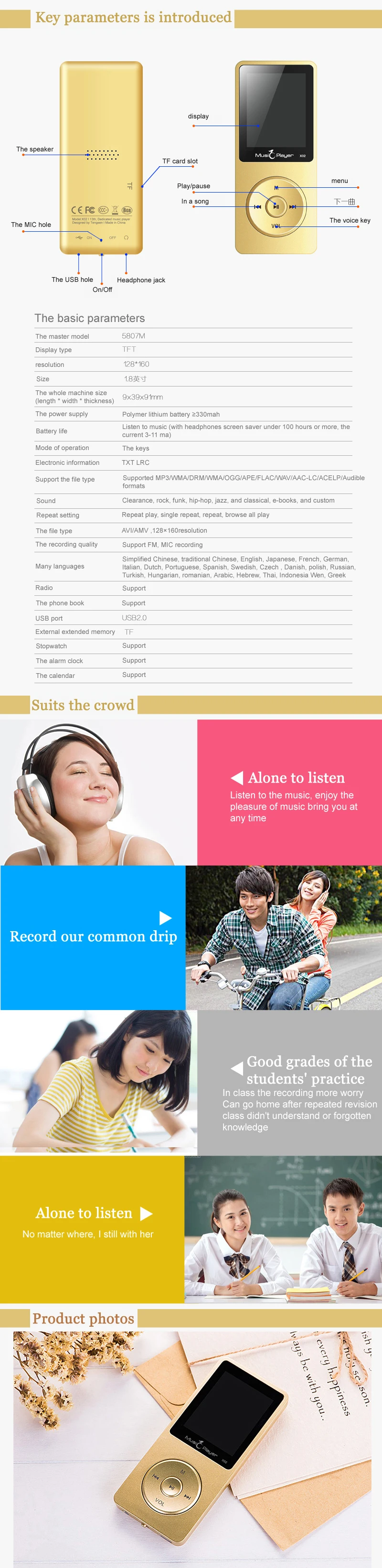 IQQ X02 MP3 музыкальный плеер с динамиком английский язык слушать обучение без потерь качество звука поддержка 64 ГБ карта 80 часов MP3 HiFi плеер