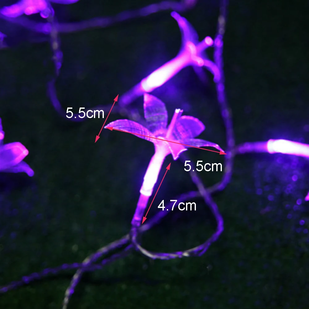 

5m 20leds Holiday lights Beautiful Lily Shape Led Light string Xmas christmas wedding Bedroom valentine Day fairy decor CA