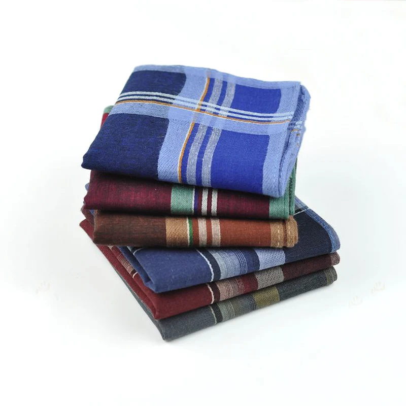 12pcs/lot striped plaid men Wedding handkerchief cotton Fabric Hanky festival party handkerchiefs Christmas male Pocket Square | Аксессуары