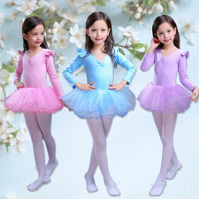 

Long Sleeved Child Ballet Dance Dress Girls Gymnastics Leotard for Competition Costume Kids Latin Dance Wear Skating Dress 89
