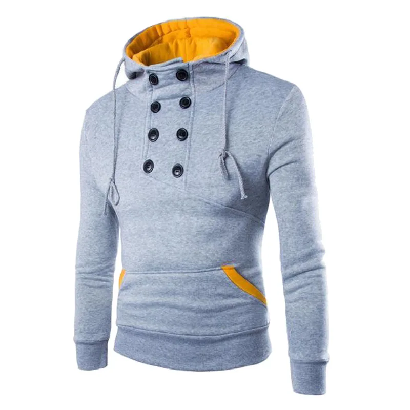 light grey Осенние новые мужские толстовки с капюшоном, повседневные одноцветные толстовки с длинным рукавом, мужские облегающие пуловеры, толстовка размера плюс, уличная одежда с капюшоном - Цвет: light grey