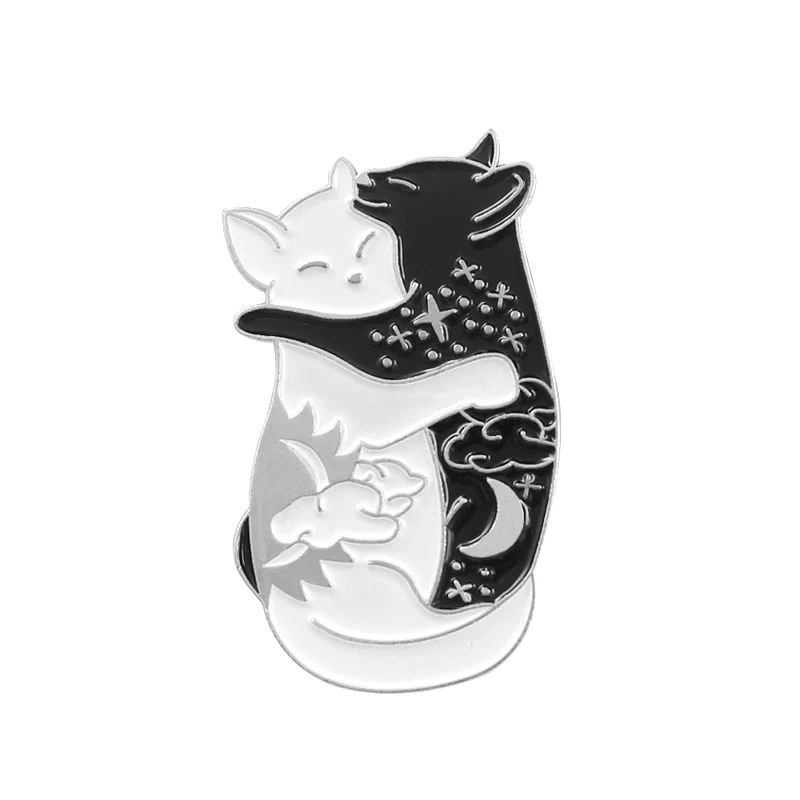 style1 Черно-белая кошка брошь гроб Луна клубника Пицца Линия группа коробка котенок коллекция кошка мистер кот леди эмаль значок подарки - Окраска металла: style1