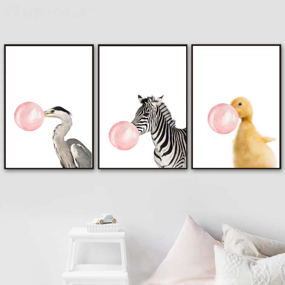 Настенная живопись на холсте Зебра слон курица надувной шар Утка Животные