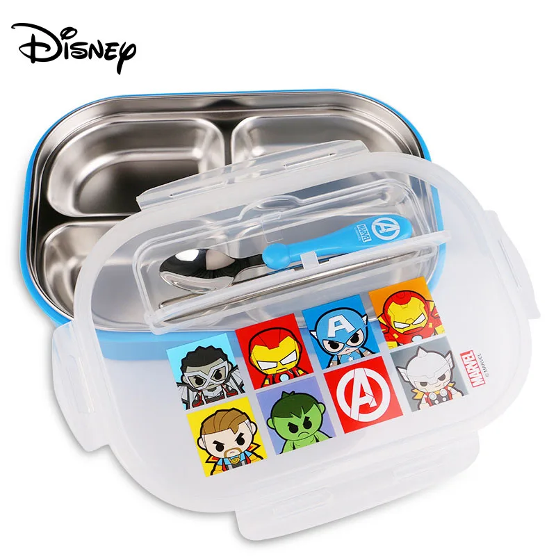 Disney Children's Plate Bowl Spoon Men and Women Stainless Steel Separate Dish Meal Tray Safe Cutlery Set