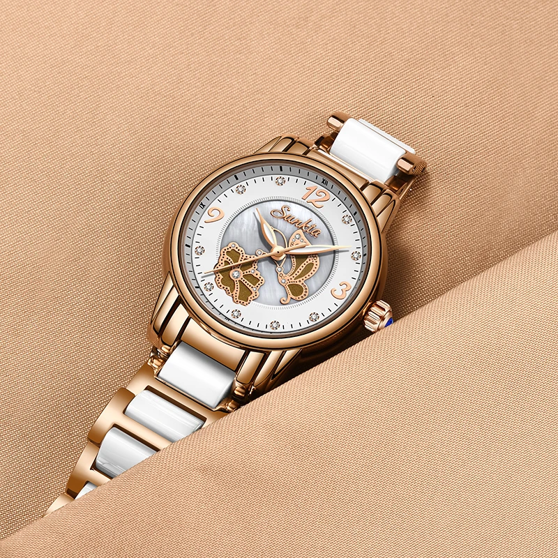 

Hot Sell SUNKTA Quartz Watch Women Rose Gold Ceramic Strap Clock Fashion Casual Waterproof Women Watches Ladies Relogio Feminino