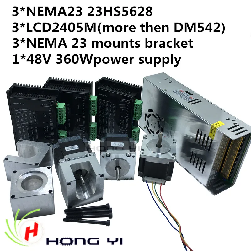 3 шт. 23HS5628 Nema 23 шаговый двигатель + Драйвер шагового двигателя LCD2405M more then DM542 NEMA
