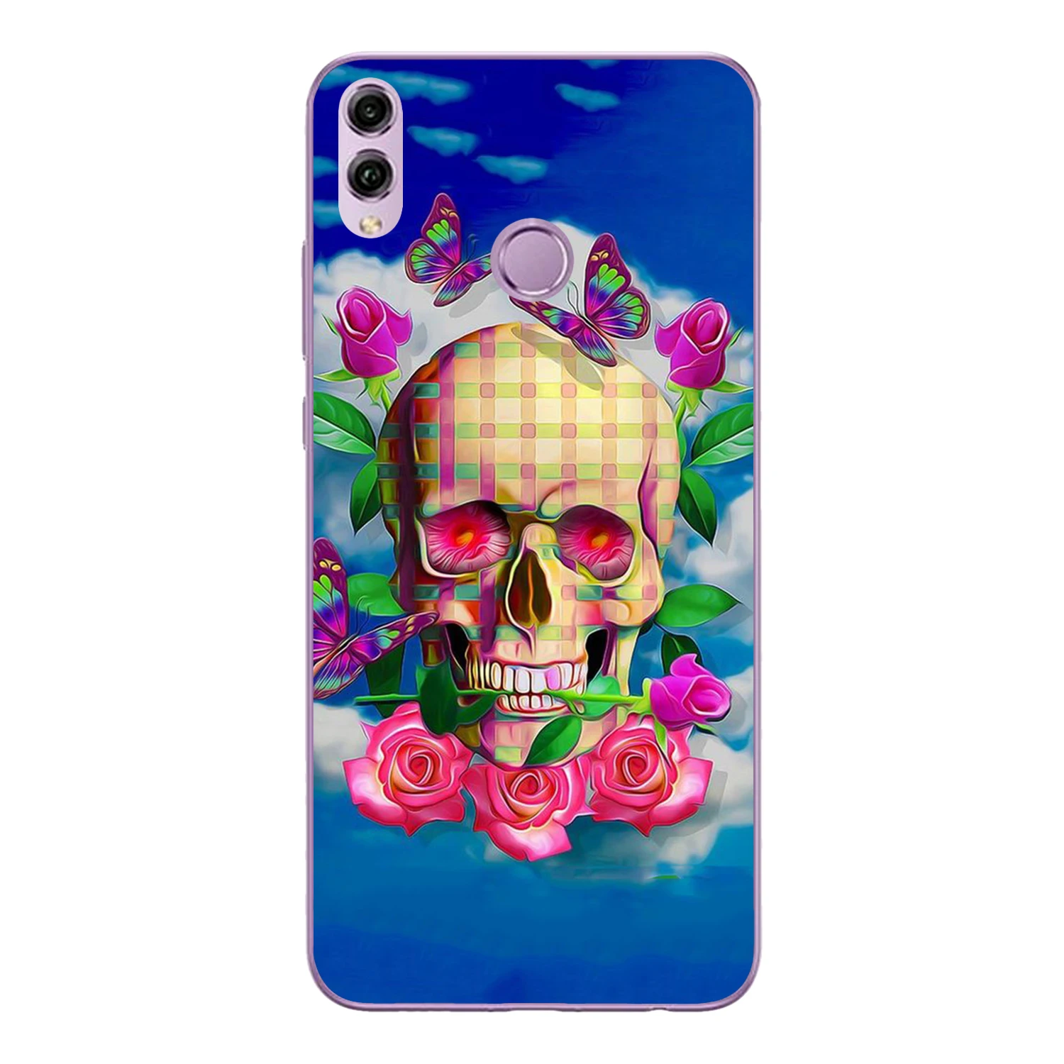 For Huawei Honor 8X Case Cover 6.5&quot Soft TPU Silicone Popular Cool Color Glasses Butterfly Rose Flower Skull Painted Phone |