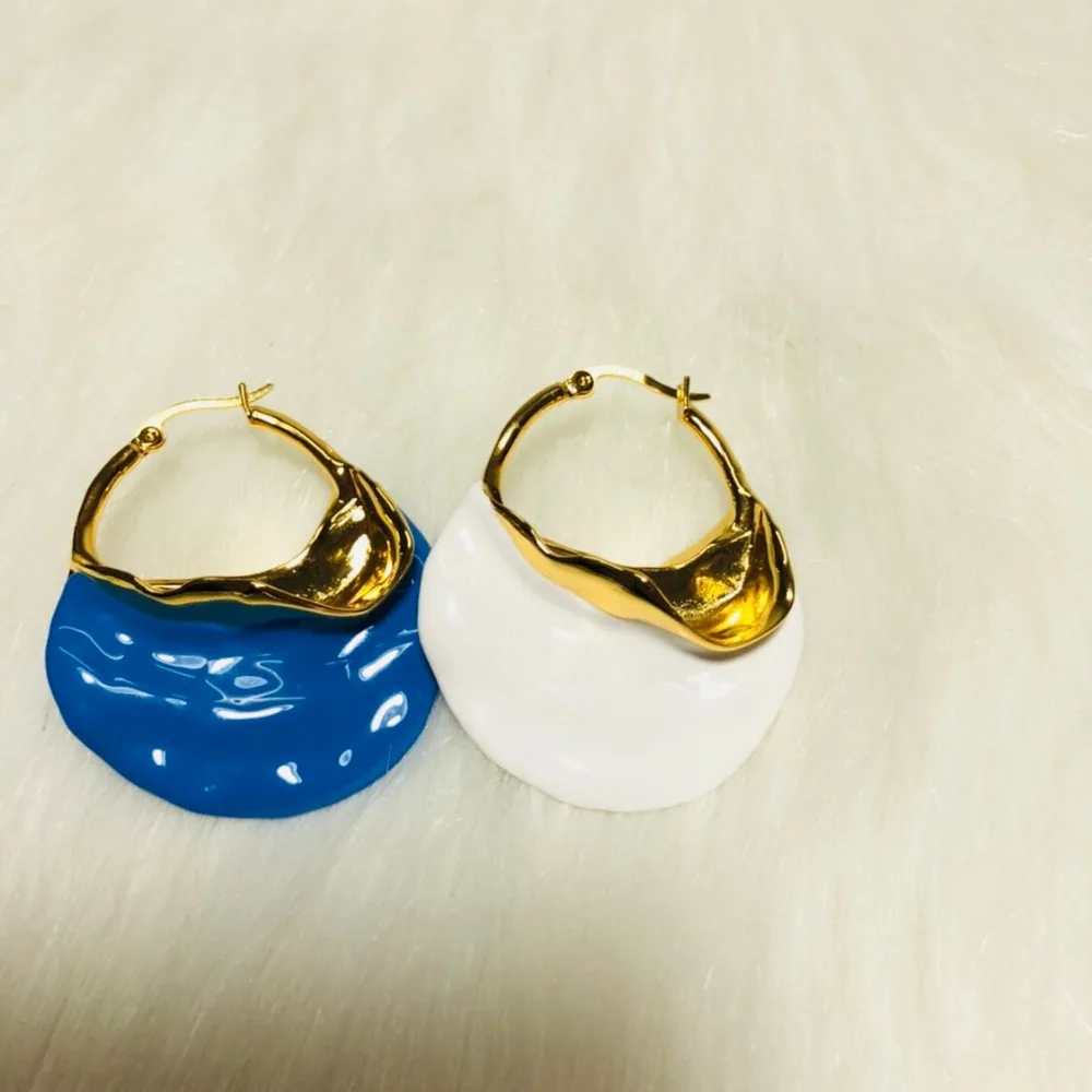 Эмаль CC Exaggrate большая серьга Kolczyki Kupe Joyas золотой белый синий 3 цвета букле Oreille Oorbel ohrrrringe бижутерия для женщин