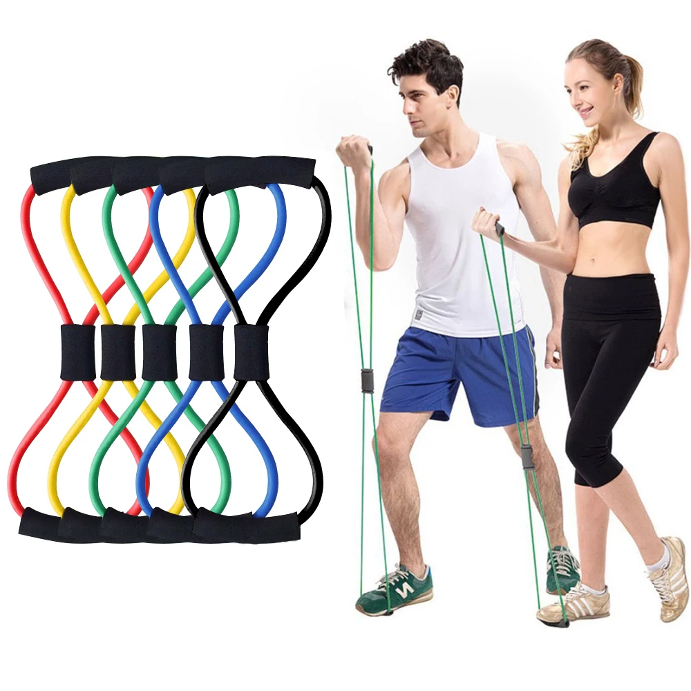 

8 Word Resistance Bands Chest Fitness Gum Rubber bands Latex Yoga Pull Rope Tube Latex Training Stretch Crossfit Elastic Band