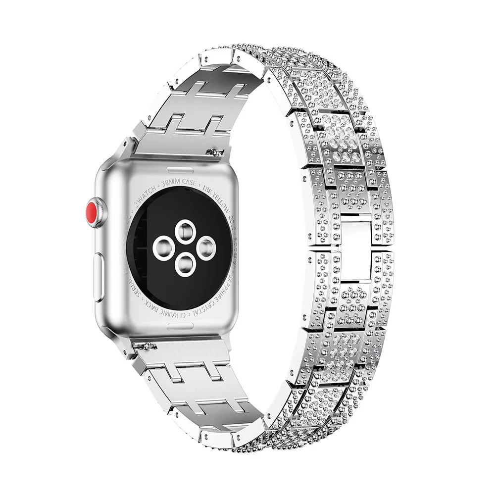 Нержавеющая сталь ремешок для Apple Watch 4 42/44 мм металлический браслет горный хрусталь Смарт-часы ремешок для iWatch серии 1 2 3 38/42 мм