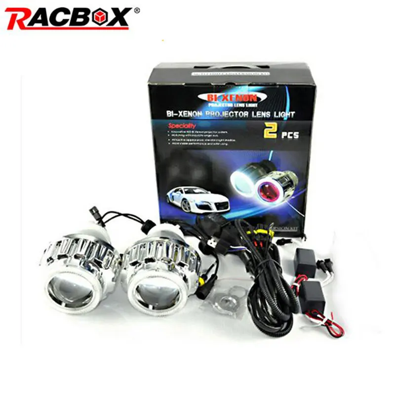 RACBOX 35 Вт 2 8 дюйма HID линзы проектора Bi Xenon светильник LHD H1 H4 H7 6000K Белый CCFL ангельские