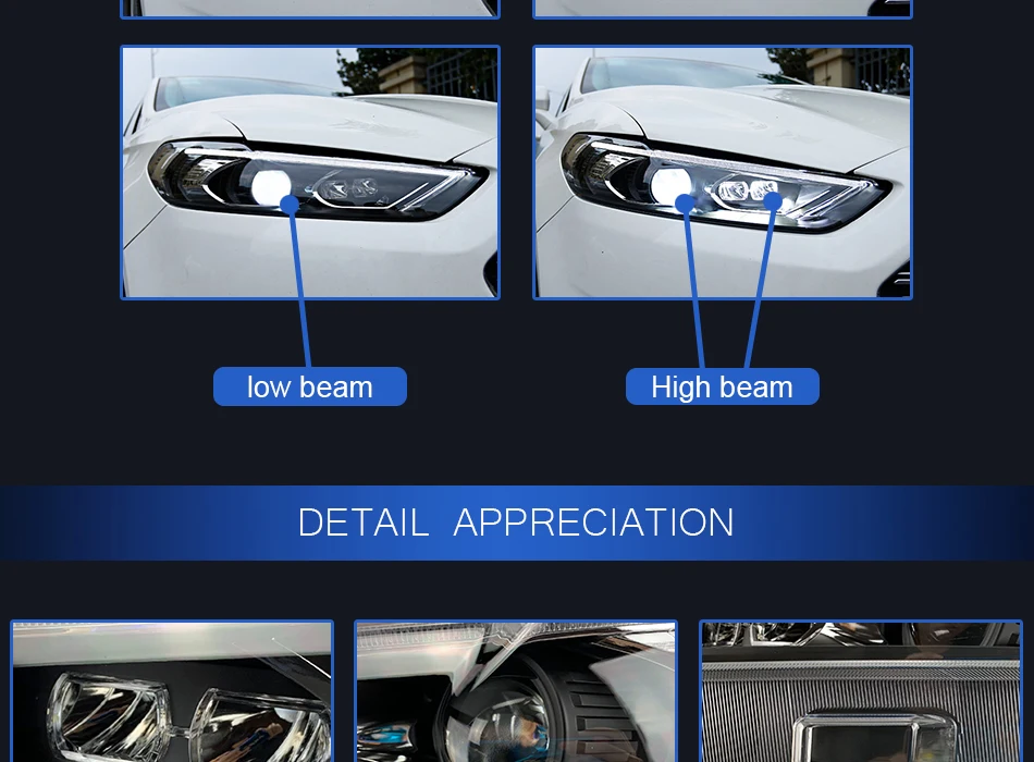 DYL Тюнинг автомобилей фары для Ford Mondeo Fusion 2013- светодиодные фары DRL ходовые огни биксеноновые фары Противотуманные фары с ангельскими глазками