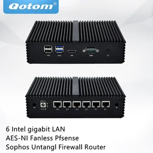 Мини-ПК QOTOM Q555G6 Q575G6 с 7-й Core i5-7200Ui7-7500U 6 Gigabit NICs, COM, безвентиляторный Pfsense Sophos Untangl межсетевой маршрутизатор