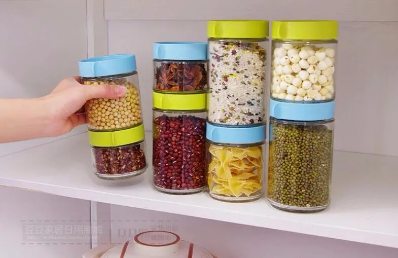 Стекло jar Сухофрукты зерна Пластик бак бытовой прозрачный герметичного хранения Бутылочки