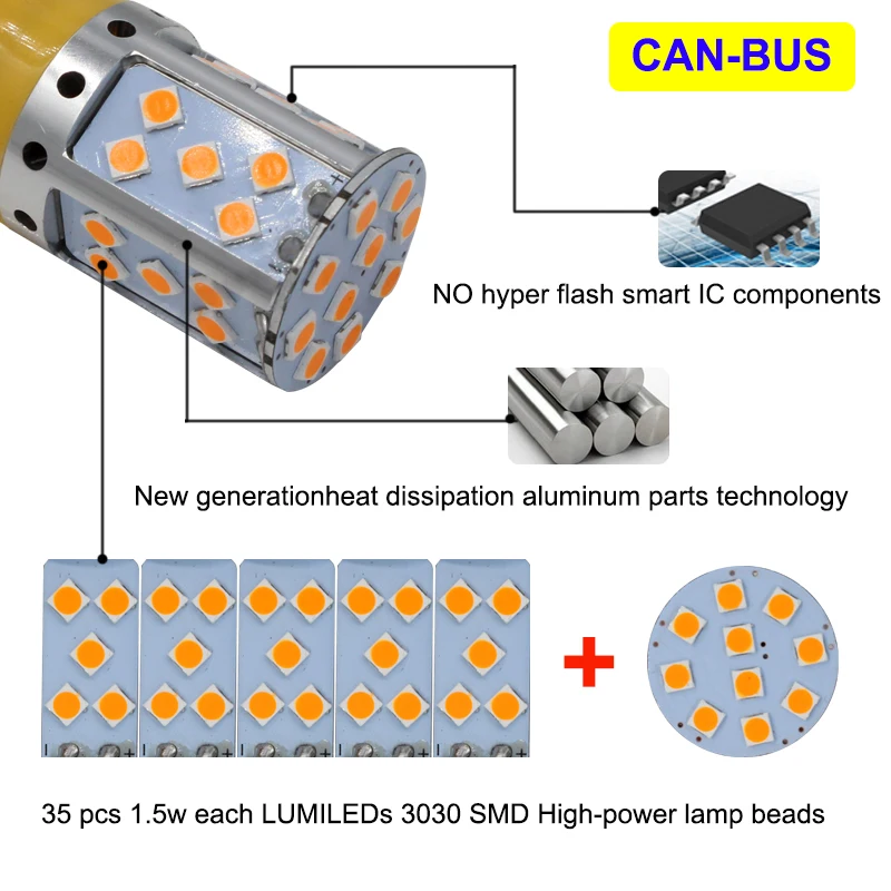 Canbus без ошибок гипер-вспышки янтарный поворотный сигнал BAU15S BA15S PY21W 1156 S25